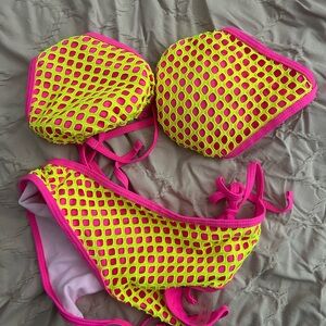 Neon Pink and Yellow Bikini Set